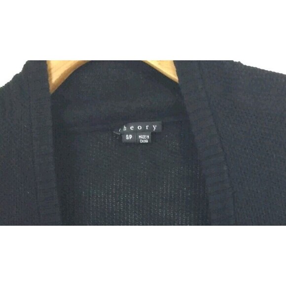 Theory Womens Cotton Cashmere Open Front Ribbed Knit Cardigan Sweater Black S/P - Picture 9 of 9